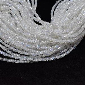 Perles rondes facettées en pierre de lune arc-en-ciel faites à la main, 3,5 mm, 16 pouces de long, pierres précieuses de pierre de lune de haute qualité à prix de gros - Product Image 1