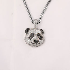 925 Sterling Silver Panda Design Glacé Diamant Pendentif Vintage Style Bijoux pour Enfants pour Fête De Mariage ou Cadeau - Product Image 3