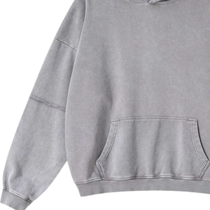 เสื้อฮู้ดผู้ชายโอเวอร์ไซส์โอเวอร์ไซส์ผ้าคอตตอนผ้าฟลีซเปิดไหล่เสื้อสเวตเชิ้ตลำลองทรงหลวม - Product Image 3