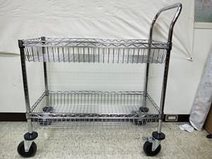 <b>Chrome</b>-Plated Wire Shelving Cart ESD Push Cart Wire Shelf Trolley - Product Image 5