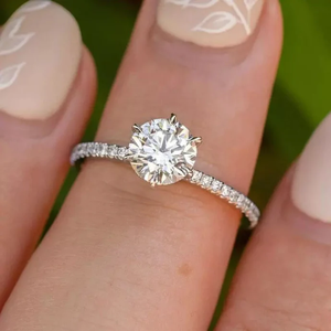 Estilo clásico 3ct redondo brillante VVS Moissanite anillo de diamante compromiso boda 14K anillo de oro blanco sólido - Product Image 2