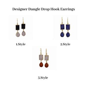 Boucles d'oreilles en pierre précieuse Druzy bleu élégant fait à la main plaqué or crochet Style Double Druzy bijoux bijoux de mode - Product Image 2