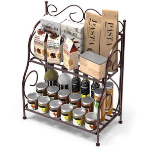 Glass <b>Spice</b> <b>Rack</b> Large Countertop Storage <b>Rack</b> <b>Kitchen</b> <b>Spice</b> and Cookware Organizer With Metal Multifunctional for <b>Kitchen</b> - Product Image 1