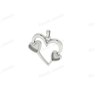 2025 dernier véritable Double coeur pendentif personnalisé femmes en argent Sterling 925 Semi montage bas prix saint valentin bijoux fins - Product Image 5
