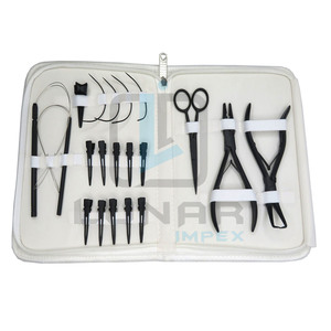 Nuevo kit de herramientas de extensión de cabello al por mayor de fábrica mate negro herramientas para juego de accesorios de alicates de peluquería de calidad profesional - Product Image 1