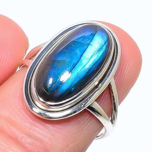 Anillo hecho a mano de plata esterlina 925 estilo bohemio con piedra preciosa labradorita, regalo de boda chapado en rodio para mujeres para fiestas - Product Image 2