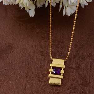 Collier en améthyste au design unique et minimaliste, pendentif géométrique en laiton plaqué or 18 carats pour femme, bijoux délicats pour la vente en gros/OEM/ODM - Product Image 4