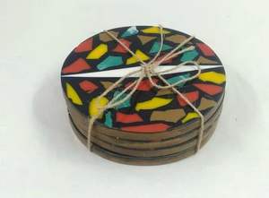 Couster en marbre Tradition pendaison de crémaillère ronde sous-verres en bois de marbre pendaison de crémaillère pour une utilisation élégante tasses et porte-boissons - Product Image 5