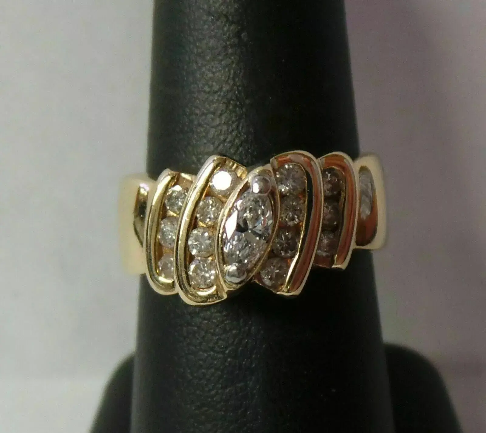 婚約指輪2カラットマーキスカットリアルモアッサナイトK14イエローゴールドメッキ