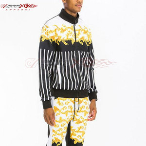 Survêtement d'hiver pour homme avec veste à cordon de serrage et pantalon assorti, look streetwear élégant, personnalisable, 100% polyester respirant - Product Image 3