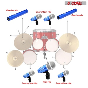 5Core Drum Mic Kit 7 Pcs Kick Bass Tom Snare Dynamic <b>Microphone</b> Instrument Mics Set - Product Image 3