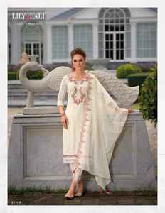 Belle robe la plupart des tendances de fantaisie robe Jacquard visqueux soie Kurti pantalon & Dupatta avec broderie et travail à la main femme mode - Product Image 2