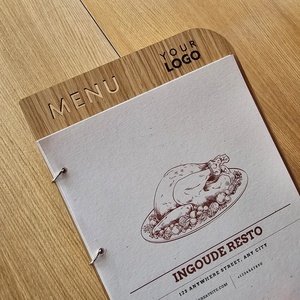 แฟ้มเมนูไม้ขนาดสั่งทำพร้อมห่วงร้อยสำหรับร้านกาแฟ บาร์ และร้านอาหาร - Product Image 5