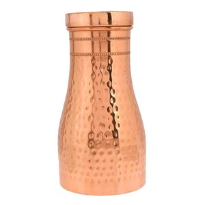 Botella de Agua de Cobre Martillado con Tapa Ancha de Latón, a Prueba de Fugas, Ecológica, Moderna, con Diseño Texturizado Único, Estilo Deportivo, para Niños, Ayurvédica - Product Image 6