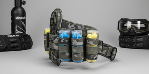IFRAN SPORTS Tactical Paintball Pod <b>Belt</b> - 4+5 Camo & Black Harness with Padded Lumbar Support and Adjustable <b>Elastic</b> Straps - Product Image 2