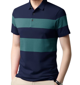 Polo de Hombre Casual, Corte Regular, a Rayas, 100% Algodón, Tejido de Punto, Bordado, Transpirable, con Logotipo Personalizado en la Parte Delantera, Mangas Cortas - Product Image 4