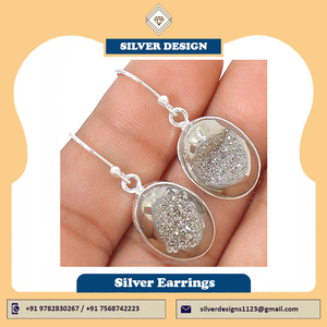 Dernière nouvelle conception 925 argent Sterling massif titane naturel Druzy pierres précieuses boucles d'oreilles faites à la main bijoux fins au prix de gros - Product Image 2