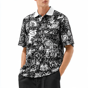 Polo à imprimé graphique pour hommes Polo d'été léger à épaules tombantes Polo baggy de golf à sublimation pour hommes - Product Image 3