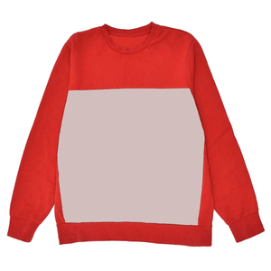 Unisex Cotton Blended Sweatshirt <b>Jumper</b> Red Colourblock Cotton Fleece Casual Streetwear Basics Top - Product Image 1