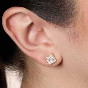 Pendientes de Plata 92.5 con Diseño Geométrico, Diamantes y Perlas, Adornados con Forma de Corazón y Flecha, Modernos, para Regalo de Boda, Compromiso o Fiesta - Product Image 3