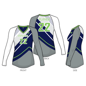 Conjuntos de uniformes de voleibol para niñas personalizados estampado por sublimación transpirable con pantalones cortos de LICRA para Club Team League - Product Image 3