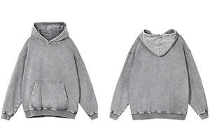 Sweat à capuche oversize unisexe en coton délavé à l'acide, style streetwear, doux et confortable - Product Image 3