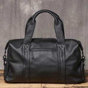 Bolsa de lona personalizada hecha a mano ecológica de cuero genuino de grano superior Weekender, correa de hombro ajustable, bolsillo Interior - Product Image 5