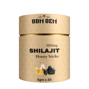 Extracto puro de resina de shilajit del Himalaya con miel 500mg 8gm palitos sabor a canela cultivado salvaje empaquetado en tambor de botella - Product Image 1