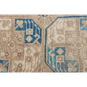 Vintage Turkish Rug, 1.5x3.1 ft Small Rug, <b>Brown</b> Blue Floral <b>Wool</b> Rug - Product Image 5