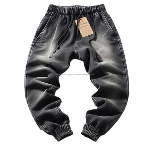 Coupe ample Denim Joggers Taille haute élastique Poches solides Confortable Flexible Harem Fittings Styles Jeans Jogging Pantalon - Product Image 6