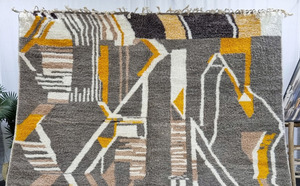 Tapis marocain en laine nouée à la main d'excellente qualité pour le tapis géométrique de salon pour le tapis de salle à manger - Product Image 5