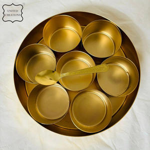 High Demand Brass & Copper Masala Box with Engraved Lid Kitchenware Spice Herb Storage Set Multipurpose Spices Box - Product Image 5