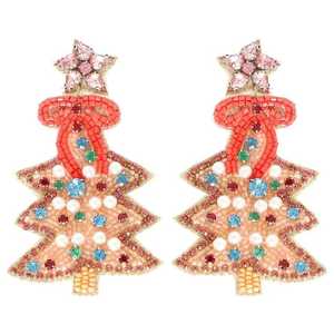 Pendientes de Color Marrón con Cuentas en Forma de Bola, Joyería de Moda, Pendientes Bordados a Mano con Cuentas de Semilla - Product Image 4