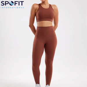 ชุดโยคะผู้หญิงคุณภาพสูงแบบมืออาชีพสั่งทำพิเศษ 2 ชิ้น ชุดออกกำลังกายน้ำหนักเบา พิมพ์โลโก้ ดีไซน์สวยที่สุด ลายเรียบ - Product Image 6