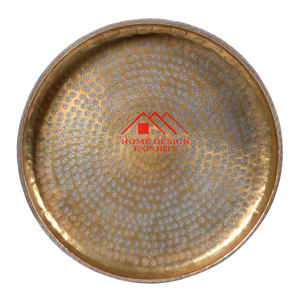 Plateau de service rond pour décoration de table de mariage et de centre de table Plateau de service décoratif - Product Image 3