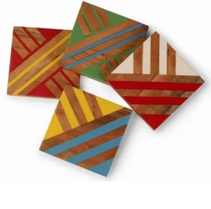 Ensemble de 4 sous-verres à thé de forme ronde pour articles de cuisine traiteur Design fait main Style luxueux Finition brillante Sous-verre à thé - Product Image 6