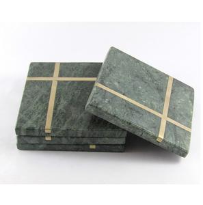 Juego de posavasos con inserto de latón y mármol verde, 4 Uds. Para cocina, oficina, Bar, regalo, nuevo aspecto elegante para bebidas, materiales de primera calidad hechos a mano - Product Image 1