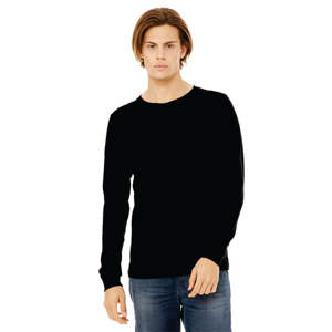 เสื้อยืดแขนยาวสำหรับทั้งชายและหญิง CVC เสื้อ52% ขนาด4.2ออนซ์ผ้าคอตตอนคอมบ์ผ้าฝ้าย48% โพลีแห้งเร็วโอเวอร์ไซส์สีดำ - Product Image 1