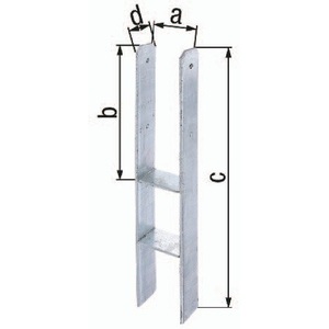 Poste de Soporte en H Galvanizado en Caliente ETA-10/0210 121x300x600x60mm de Acero Crudo para Cercas, Enrejados y Portones - Product Image 1