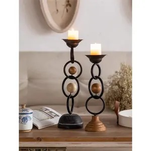 Candelabros de metal Candelabro para velas cónicas Decoración del hogar y la boda - Product Image 3