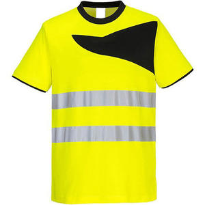 T-shirt à manches courtes haute visibilité sécurité jaune et noir moyen 40 + UPF évalué 98% UV bloc oiseaux oeil tissu coton matériel - Product Image 1
