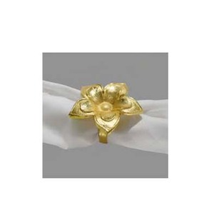Elegante anillo de servilleta de diseño de flor de Metal chapado en oro, vajilla, anillo de servilleta a granel de boda de alta calidad - Product Image 1
