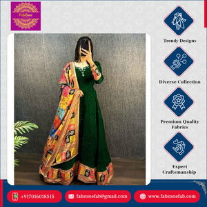 ชุดเดรสยาวแบบอานาร์กาลีผ้าวิสโคสจอร์เจตต์ แขนยาว ปักลายสไตล์อินเดีย คุณภาพพรีเมียม งานฝีมือประณีต พร้อมผ้าคลุมไหล่ - Product Image 2