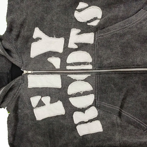 100% coton Streetwear Style lavé à l'acide 450 GSM poids lourd en détresse bases brodées à capuche - Product Image 3