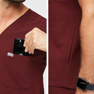 Traje de fregado cómodo con aspecto limpio y material elástico Traje de fregado ligero y simple con bolsillo superior e inferior - Product Image 6