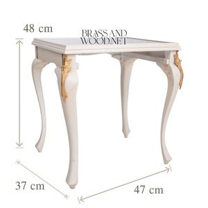 Classic <b>White</b> and Gold <b>Nesting</b> Service <b>Table</b> Set with Elegant Mirror Tops and Decorative Carved Details for Luxury Home Décor - Product Image 6