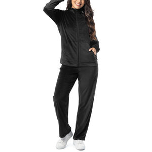 Wholesale <b>Velour</b> Tracksuit Women Custom Logo Two Piece Set Zipper <b>Hoodie</b> And Sweatpants Casual Jogging Suit - Product Image 3
