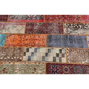Tapis turc vintage, tapis de 3,1 x 6,8 pieds, tapis oriental en laine rouge et bleu - Product Image 4