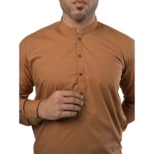 Shalwar Kameez Color Camel para Hombre - Secado Rápido, Sin Arrugas, para Fiestas de Verano, Corte Regular - Product Image 3