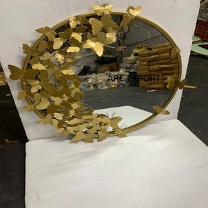 Espejo Decorativo de Pared con Diseño de Mariposa Antigua, Espejo de Metal de Lujo de Color Marrón Grande y Elegante - Product Image 3